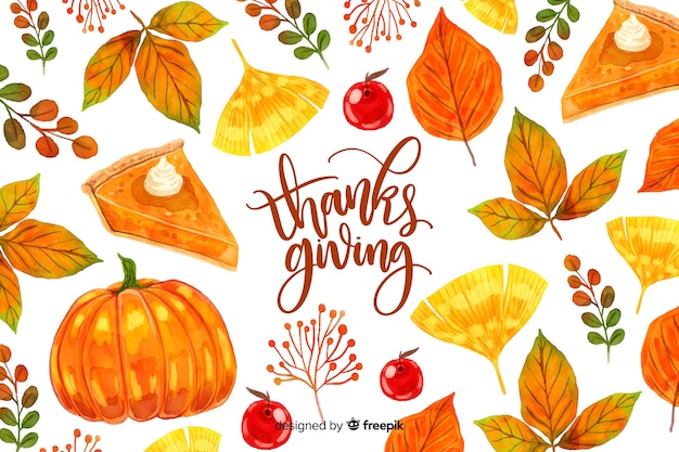 Colorful watercolor thanksgiving background