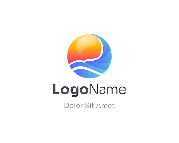 Onda colorata con gradiente logo sole