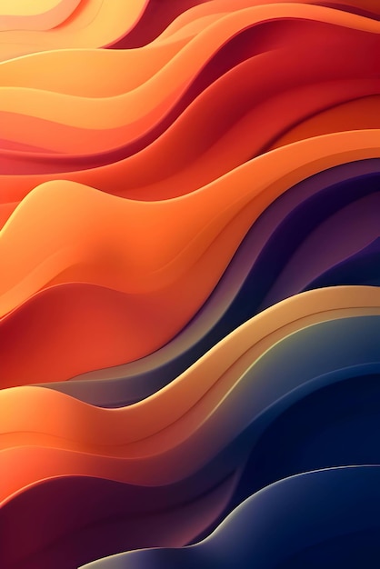 다채로운 파동 3d 선은 추상적인 배경 벽지로 오렌지색입니다.