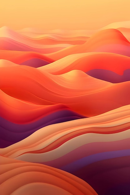 色彩の波 3D ライン 抽象的な背景の壁紙としてオレンジ色