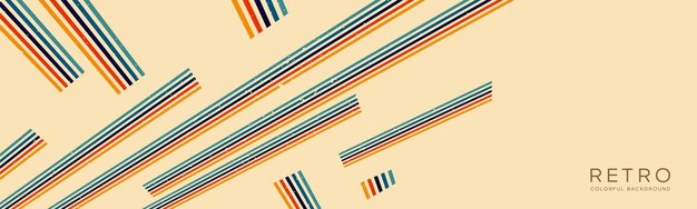 Vector colorful wavy line background with retro 1970s colors