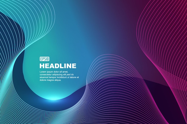 Colorful wavy lines and dotted gradient fluid create an abstract vector background