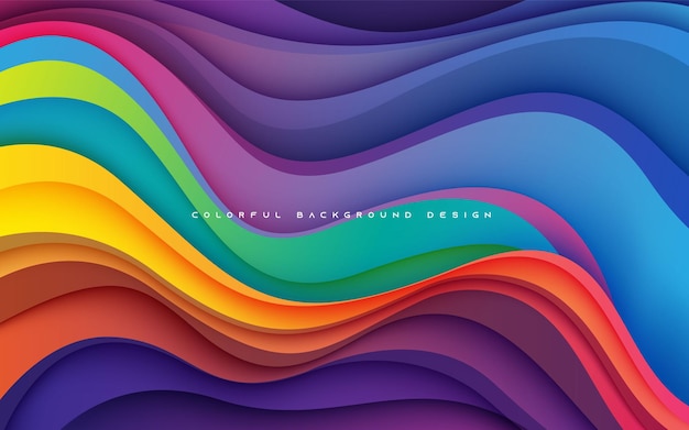 Colorful wavy overlapping layers background bright gradient color texture design