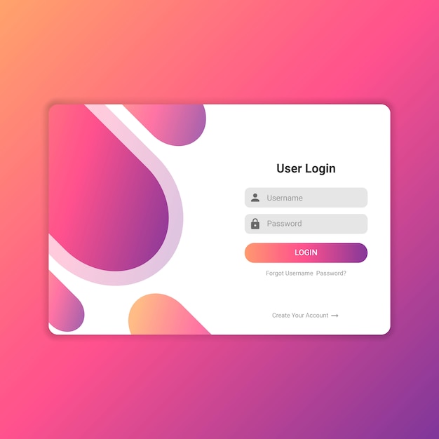 Vector colorful website login ui design vector