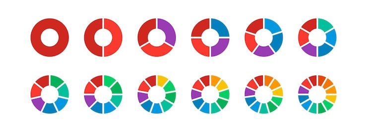 Vector colorful wheel diagram icon set pie chart symbol vector eps 10