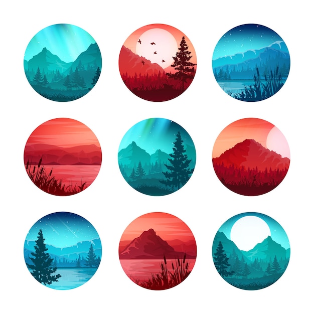 colorful wild nature landscape panorama with mountains hills and forests travel and adventure