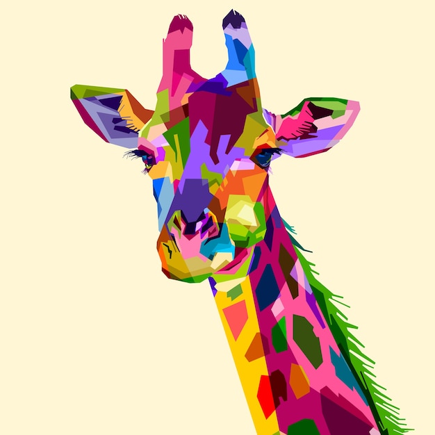 Colorful wildlife mammal fauna giraffe