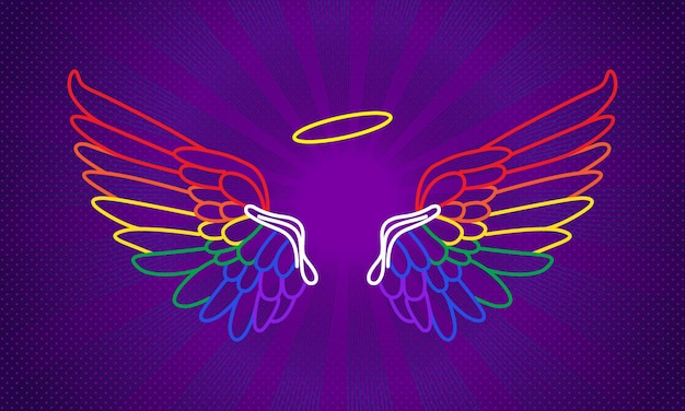 Vector colorful wings outline vector