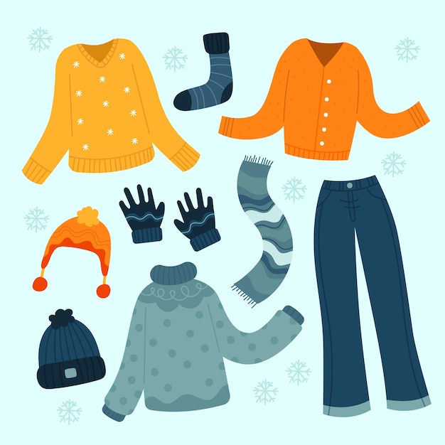 Vector colorful winter clothing stickers