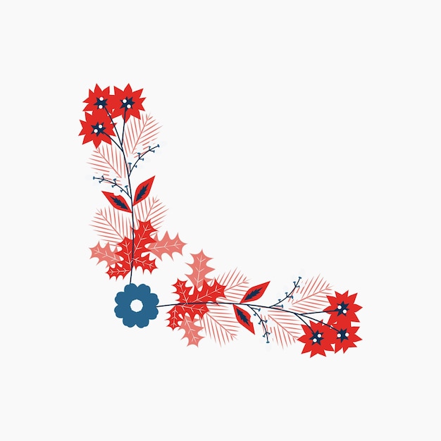 Vector colorful winter floral corner