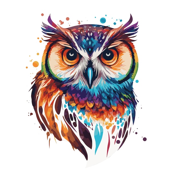 Colorful wise owl portrait, wpap, pop art style