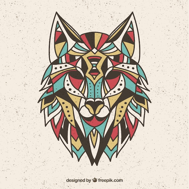 Colorful wolf design