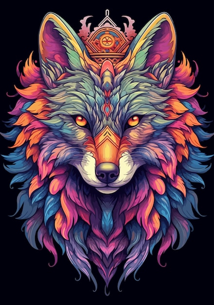 colorful wolf illustration