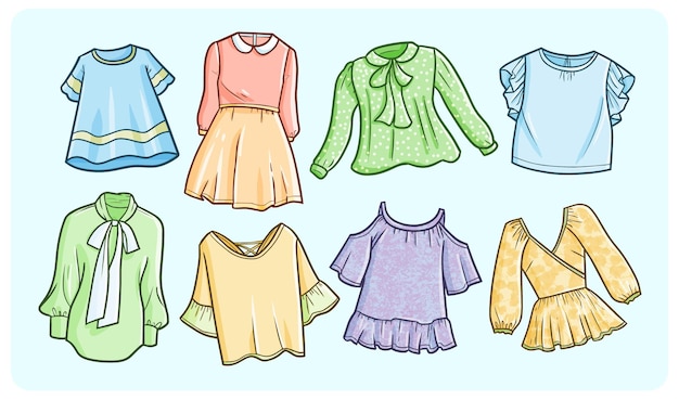 簡單的涂<unk>風格的多彩女性服裝系列