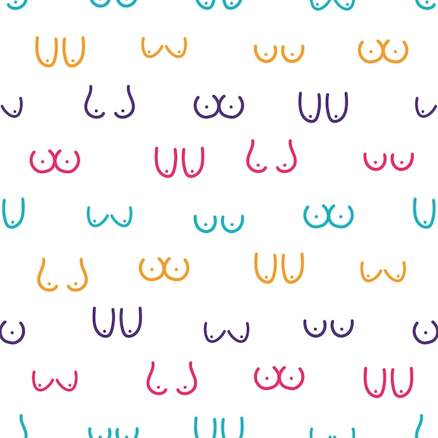 Colorful women breast seamless pattern.