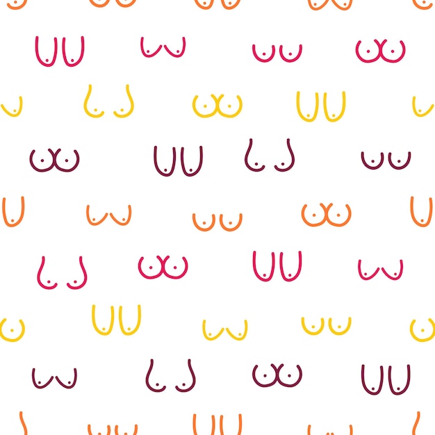 Colorful women breast seamless pattern.