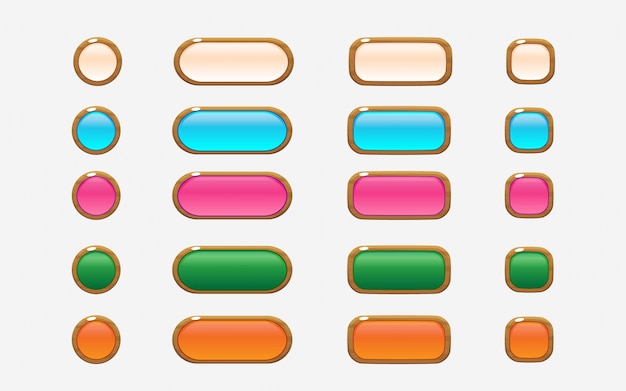 Vector colorful wooden style user interface buttons