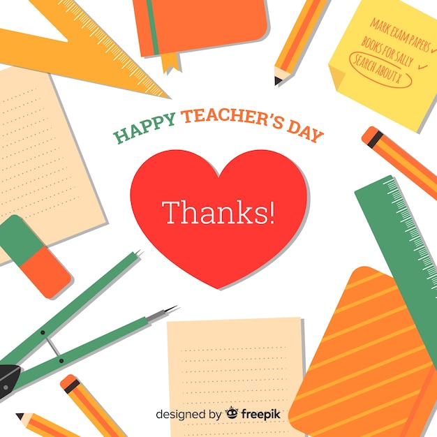 Vector colorful world teachers' day composition with flat design