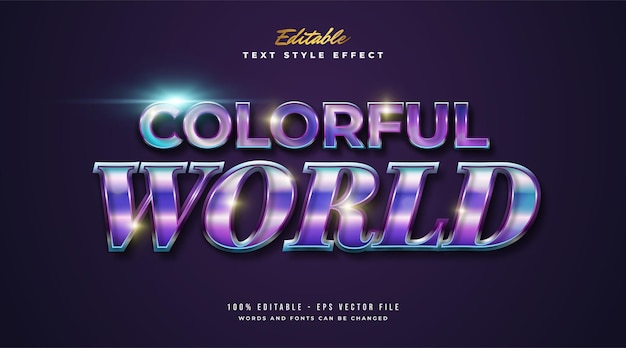 Colorful World Text in Colorful Gradient and Glossy Effect