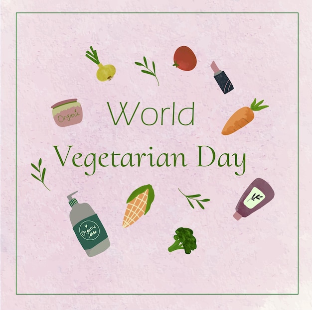 colorful world vegan day vector minimalist