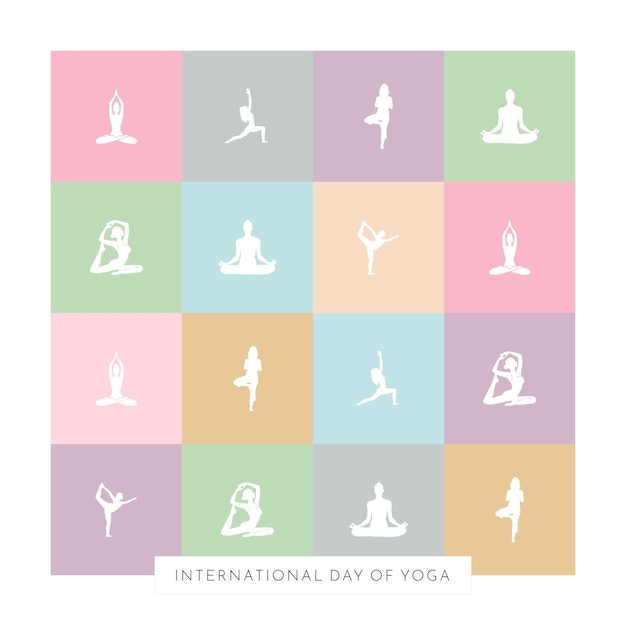 Vector colorful yoga day template for social media