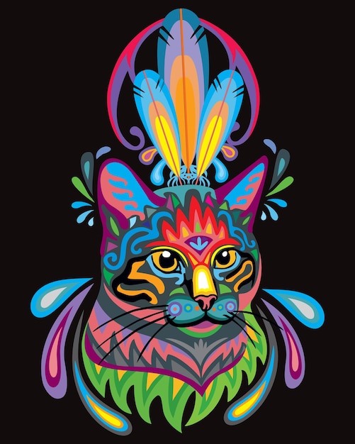 Colorful zentangle cat 3