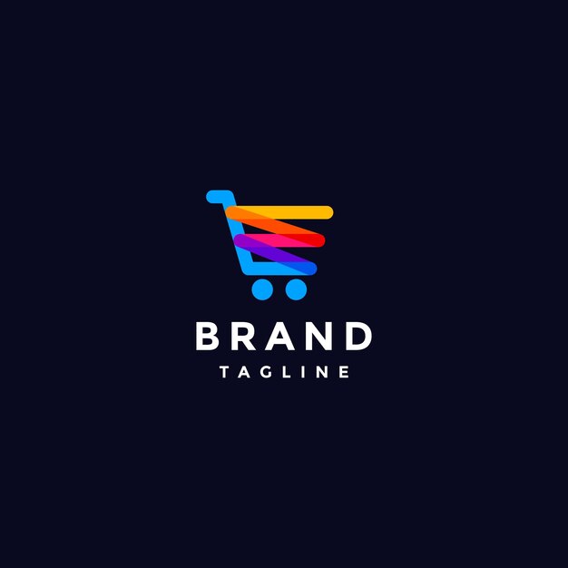 Colorful ZigZag Shopping Cart Logo Design Colored ZigZag Lines Form Shopping Cart Logo Design