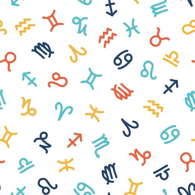 Colorful zodiacal signs seamless pattern