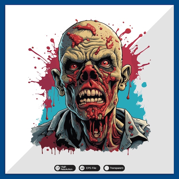 Colorful zombie head vector tshirt design