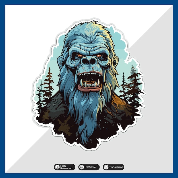 Vector colorful zombie yeti vector tshirt design