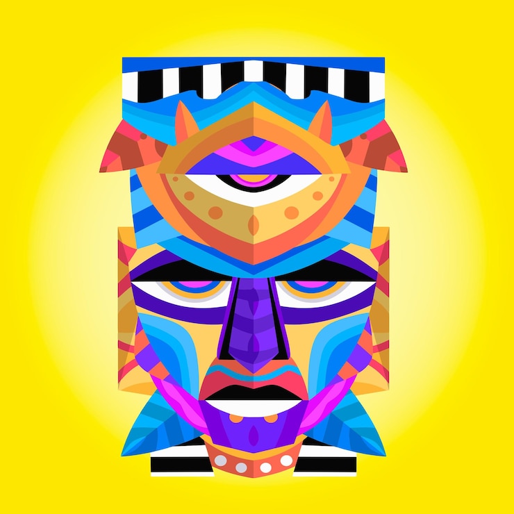 Vector colorfull aztec cubism design