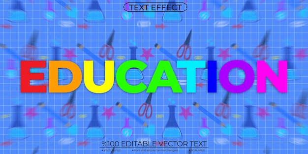 Редактируемый и масштабируемый векторный текстовый эффект Colorfull Education