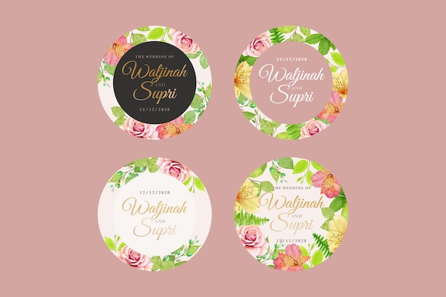 Vector colorfull floral and leaves label design