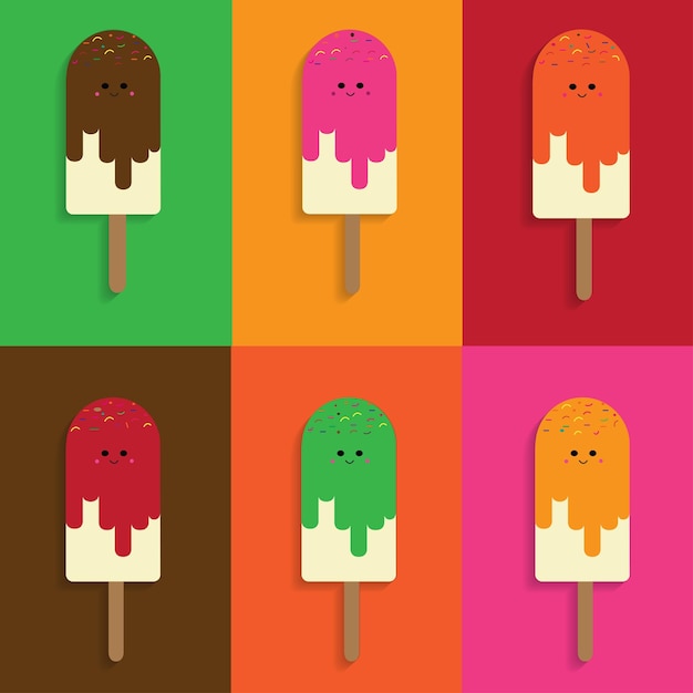 Colorfull ice cream sticks characters