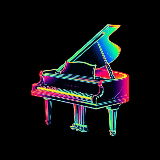 colorfull illustration flat design of a piano music instrument
