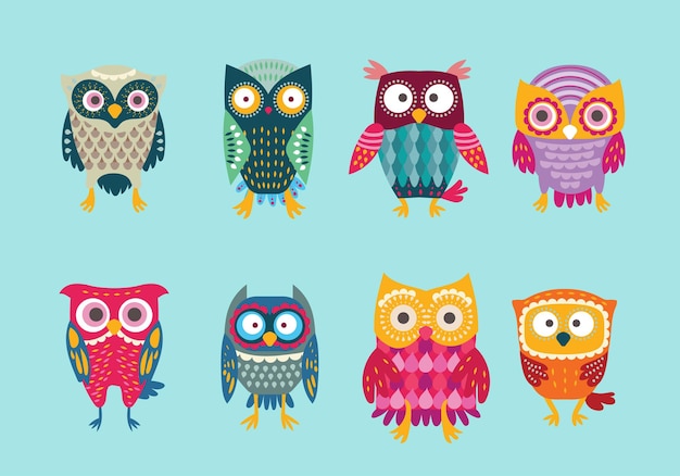 Vector colorfull owls vector