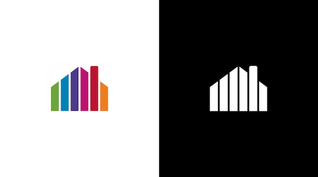 Colorfull paint house architecture logo design vector warehouse company icon template