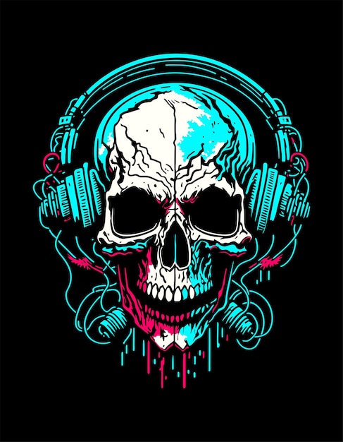 colorfull skull face illustration for tshirt design