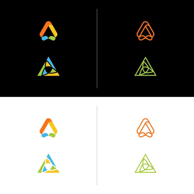 ベクトル カラフルな三角形の文字、幾何学的なロゴデザイン