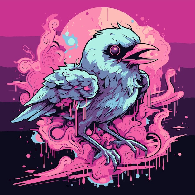 colorfull zombie bird dark crow portrait for halloween vector