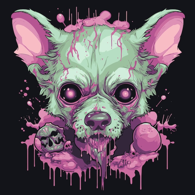 colorfull zombie creepy dog portrait for halloween vector