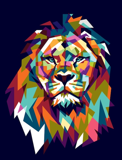 Vector colorfully lion