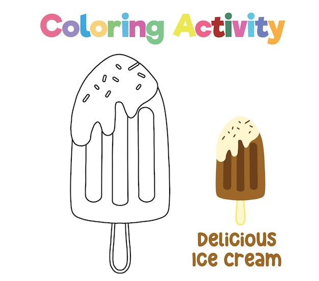 Coloring activity for children Coloring ice cream Educational printable coloring worksheet