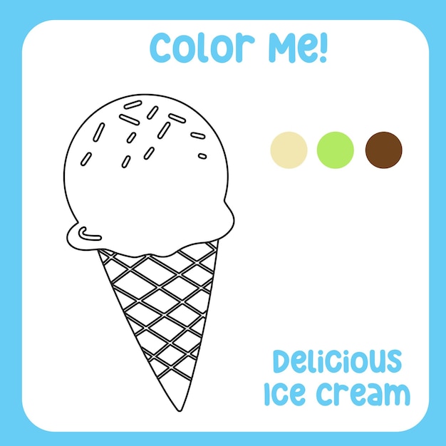 Coloring activity for children Printable coloring page or sheet outline of ice cream Vector file