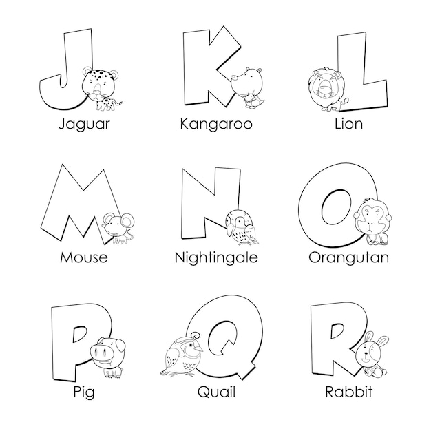 Vector coloring alphabet for kidsj to r