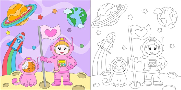 Coloring astronaut girl