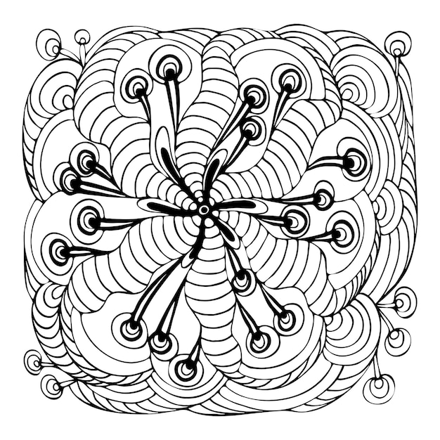 Vector coloring book abstract flower hand drawn vector line art coloring page for children and adults