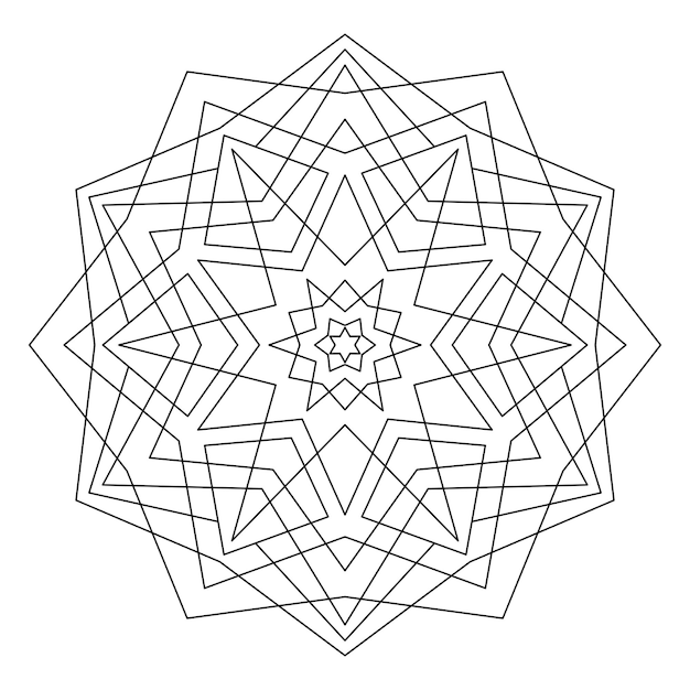 COLORING BOOK FOR ADULTS WITH A GEOMETRIC MANDALA ON A WHITE BACKGROUND IN VECTOR