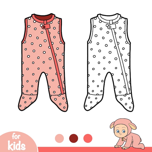 Vector coloring book baby sleepsuit