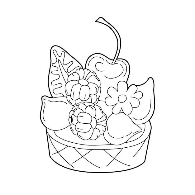 Vector coloring book cake tasty doodle food vector illustration